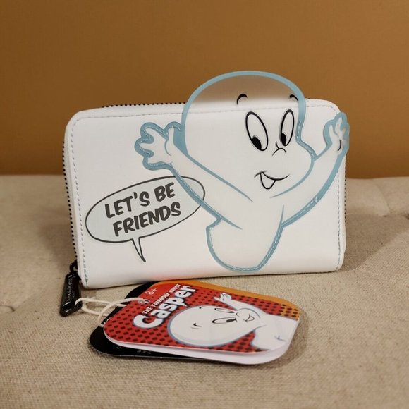 Loungefly Casper The Friendly Ghost Let's Be Friends GID Zip Around Wallet NEW - Picture 2 of 14